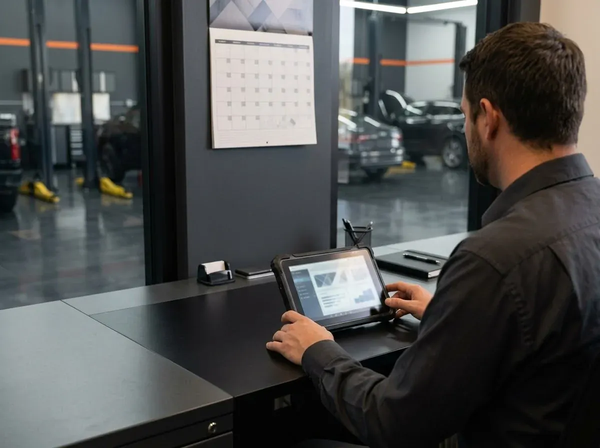 Service advisor assisting a customer with a booking